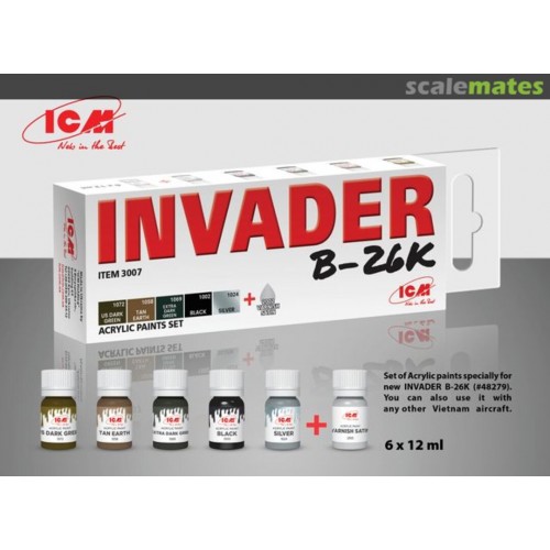 ICM Acrylic Paint Set for Invader B-26K and other Vitnam aircraft (6*12ml) 3007